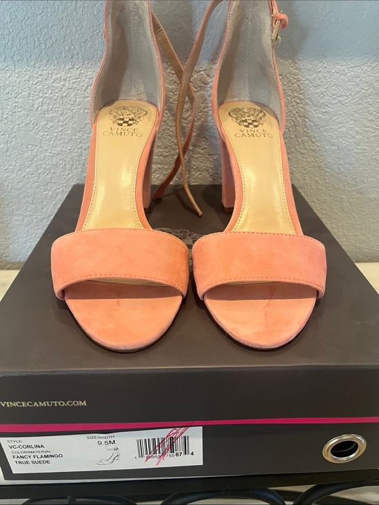 Vince Camuto Shoes - Vince Camuto Flamingo Pink Suede Block Heel Sandals